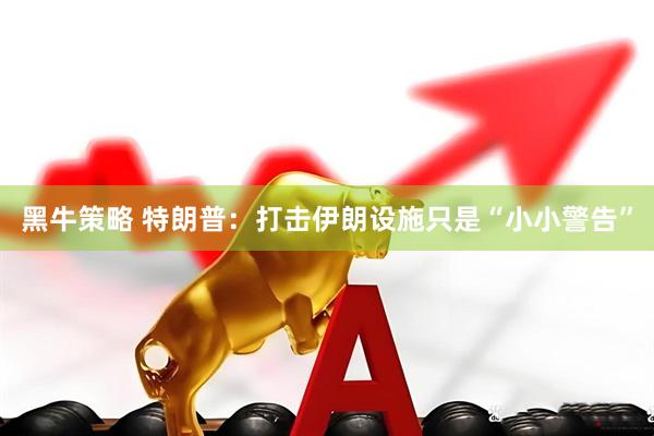 黑牛策略 特朗普：打击伊朗设施只是“小小警告”